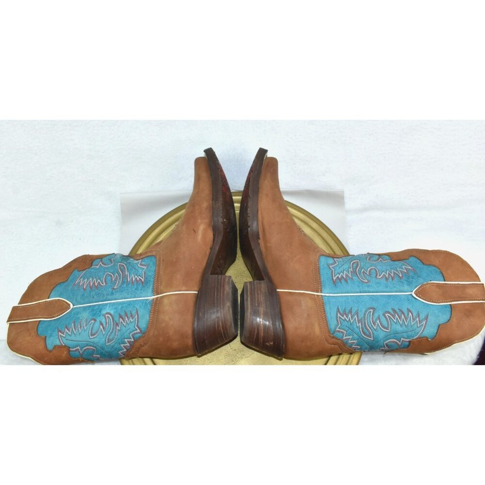 🌹Big Bull Boots Mens Size 8.5 Brown Leather Western Cowboy SquareToe Mexico 26.5 - Picture 13 of 14